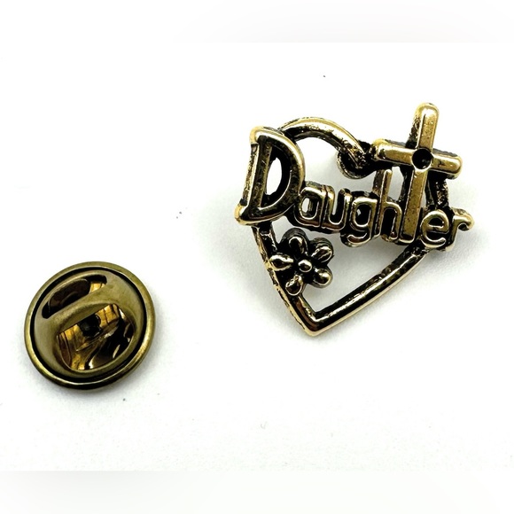 Antique Gold Daughter in Heart Tac Pin - Picture 3 of 4